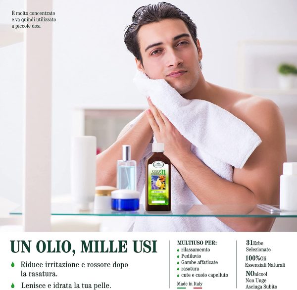 L'Angelica Olio D'Erbe 31, Miscela Oli Essenziali per Diffusore, per Massaggi e Aromaterapia, Tonificante, Rilassante, Flacone da 100 ml