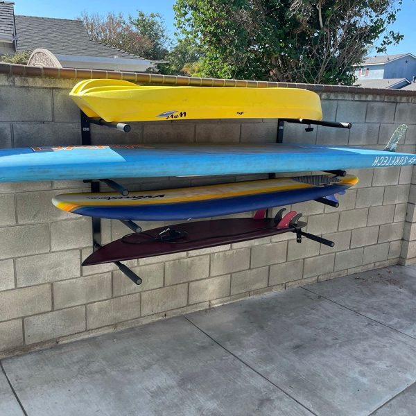 COR Surf Double Board Surfboard Rack | Supporto a parete per SUP per carichi pesanti per paddleboard o tavola da surf SUP e portaoggetti a parete per longboard - immagine 2