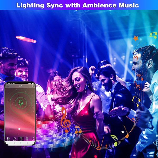 Striscia LED 10M,  Luci Led Colorati con Controllo APP, RGB Led Strisce con 44 Tasti Telecomando IR, Nastri LED Funzione Musicale, Strip Led da Casa/Cucina/Soffitto/Festa/TV/Decorazione/Bar - immagine 3