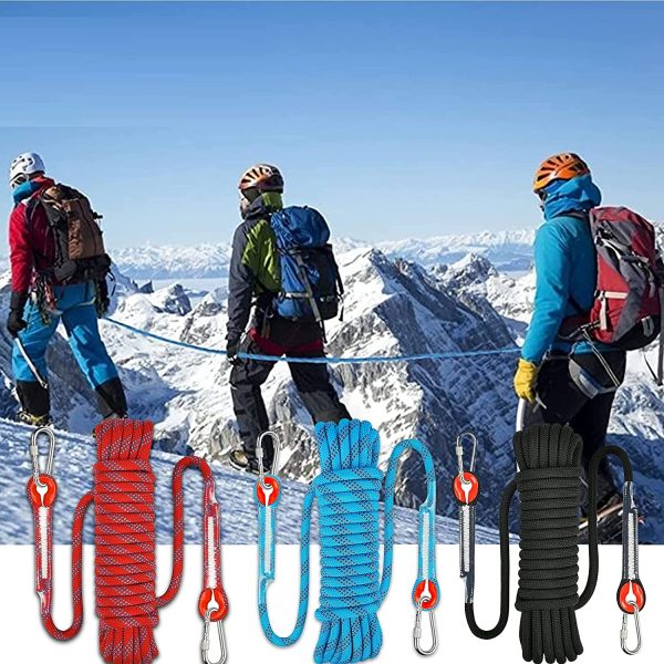 Corda da Arrampicata Fune di Sicurezza, Corda Arrampicata All'aperto, Outdoor Rock Climbing Fune di Sicurezza, Corda Arrampicata Corda Resistente,Escape Rope con 2 Moschettone Diametro 10mm Blu - immagine 6