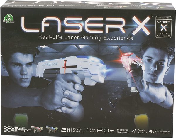 Giochi Preziosi Laser X - Blaster, Indoor e Outdoor con 2 Laser Blaster, 2 Ricevitori, Luci e Suoni, Confezione Sostenibile, LAE00110 - immagine 3