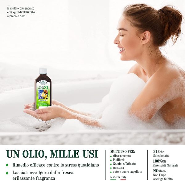 L'Angelica Olio D'Erbe 31, Miscela Oli Essenziali per Diffusore, per Massaggi e Aromaterapia, Tonificante, Rilassante, Flacone da 100 ml - immagine 5