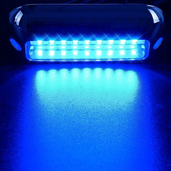 27 LED luci a LED subacquee per barche,pontoni marini Luce di poppa per barche subacquee,Luci di coperta per barche in acciaio inossidabile IP68 impermeabili Luci da pesca a poppa a led - Blu