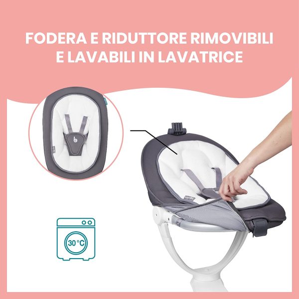 Babymoov Swoon Motion Tre In Uno Altalena Dondolo Elettrico, Bianco Grigio - immagine 3