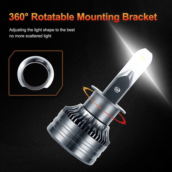 MONDEVIEW Coppia Lampada LED H1 6000K 60W 16000LM Lampadina H1 Fari LED per Auto e Moto Luminosit?? Estremamente Elevata CREE LED Chip 360?? Abbaglianti Fari Fendinebbia Bi-xeno IP68 5 Anni di Garanzia - immagine 9