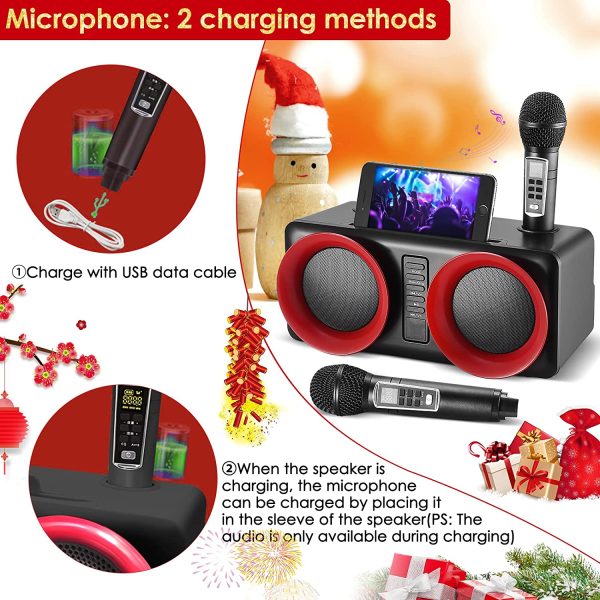 Macchina per karaoke Bluetooth ricaricabile Suono di altissima qualit?? | Un pulsante per rimuovere il suono originale | 2 microfoni di ricarica wireless Impianto Karaoke Kit Karaoke - immagine 9