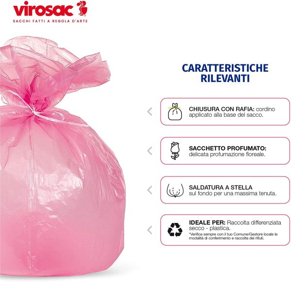 Virosac Sacco per Bagno Set Includere 60 Borse Bianche e 60 Borse Rosa, 42 cm x 55 cm Taglia - immagine 4