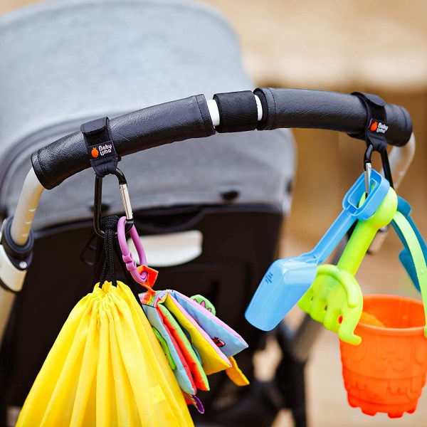 Ganci per Passeggino, Baby Uma - Appendi la spesa & le borse in tutta sicurezza sulla tua Carrozzina o sul Passeggino. Taglia universale, Nero, pacco da 2 - immagine 6