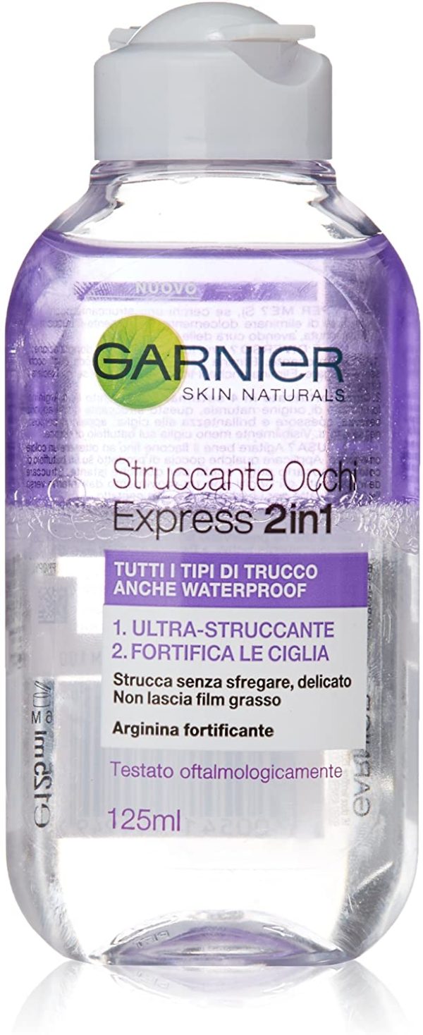 Garnier Struccante Occhi Express 2in1 per Tutti i Tipi di Trucco Anche Waterproof, 125 ml