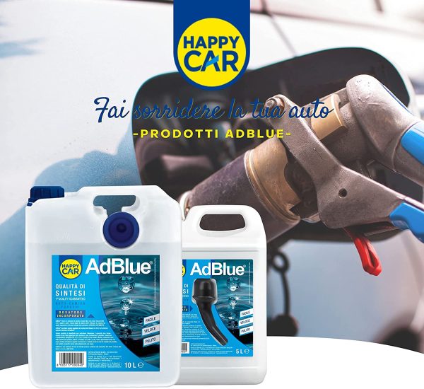 HappyCar ?C Adblue 10L per Motori Diesel, Additivo di Sintesi, Gas di Scarico, Con Tubo di Riempimento, ISO 22241, Made in Italy - immagine 2