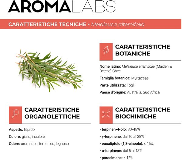 TEA TREE BIO - 30mL - Olio essenziale BIO e Naturale al 100% - qualit?? verificata mediante cromatografia - Aroma Labs - immagine 6