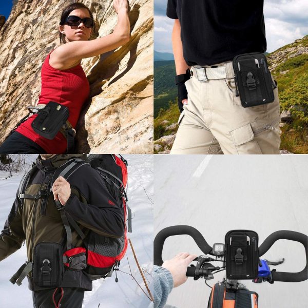 Versatile Borsello da Cintura Molle Marsupio Tattico Marsupi Sportivi Uomini Portafoglio Cellulare Telefonino Comodo Borsellino con Un Moschettone di Sicurezza per Campeggio, Ciclismo, Uso Quotidiano - immagine 2