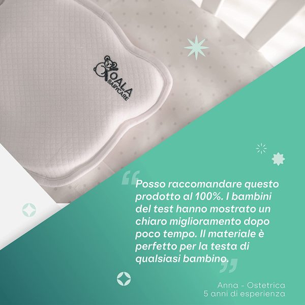 Cuscino Neonato Plagiocefalia Sfoderabile (con due Federe) per aiutare a prevenire e trattare la Testa Piatta in Memory Foam - Bianco - Design Registrato KBC? - immagine 3