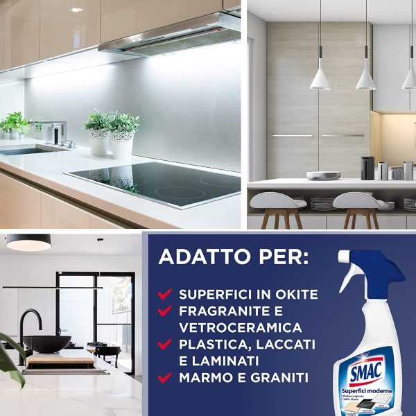 Smac - Sgrassatore Spray per Superfici Moderne e Delicate, Detergente per Casa e Cucina, 500ml