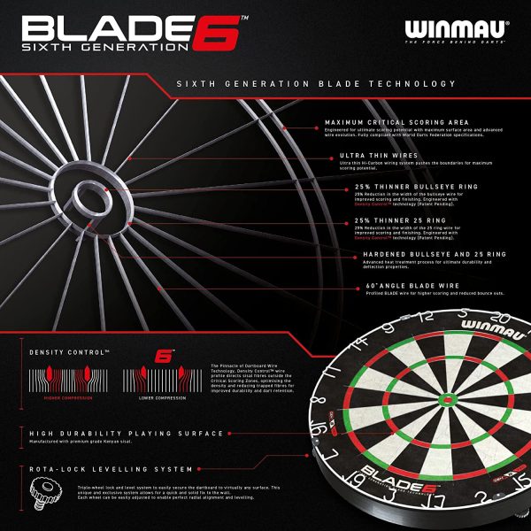 WINMAU Blade 6 Professional Bristle Dartboard - immagine 4