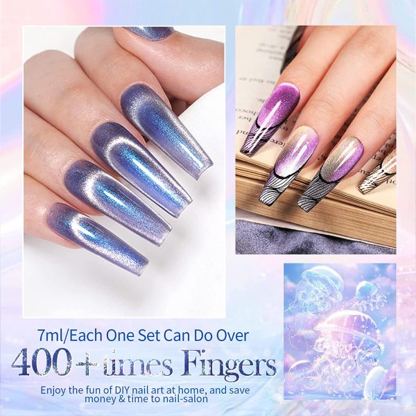 BORN PRETTY Smalto Semipermanente Magnetico Cat Eye, Magnetico Gel Polish Auroras Snowlight Shining Cat Eye Soak Off UV LED Gel Polish - immagine 7