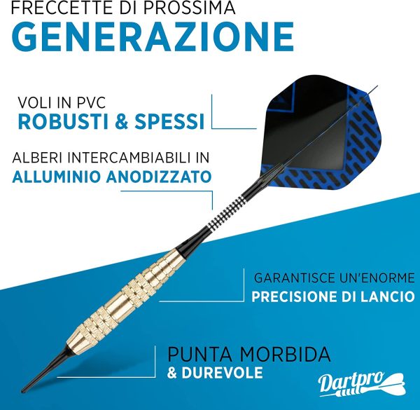 DartPro Freccette punta in plastica - 12 Freccette per bersaglio elettronico [18g] - Freccette professionali [incl. 6 asin alluminio + 21 Dart Flight] - Darts - immagine 4