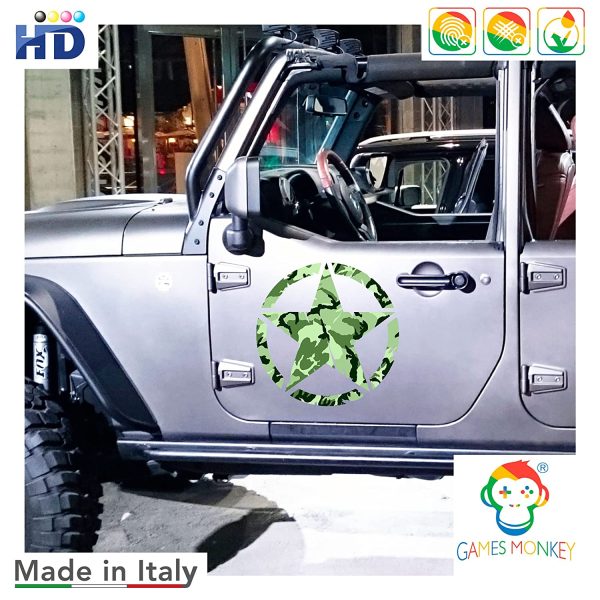 Adesivo Stella Militare Distrutto US Army - Confezione Kit Forme - 2 Pezzi - 4x4 Off Road Auto Moto - Varie Dimensioni 5 10 15 20 25 30 cm - Made in Italy (5 Cm, Arancione) - immagine 5