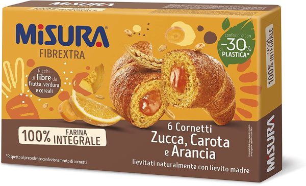 Misura Cornetti Fibrextra Arancia, Carota e Zucca | 100% Farina Integrale | Confezione da 300 grammi - immagine 6