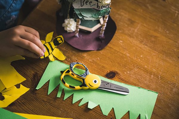 Fiskars Forbici per bambini a forma di ape, A partire da 4 anni, Lunghezza: 13 cm, Per destrorsi e mancini, Lama in acciaio inossidabile/Impugnature in plastica, Giallo, 1003747 - immagine 2