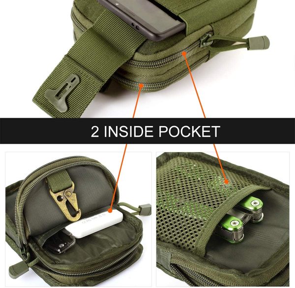 Unigear Borsa da Cintura Borsello 1000D Nylo Marsupio Tattica Militare + Moschettone Molle Pouch edc Tattico Marsupi Sportivi Multiuso Sacchetto Uomo per Piccolo Strumento All'aperto Mobile Telefono