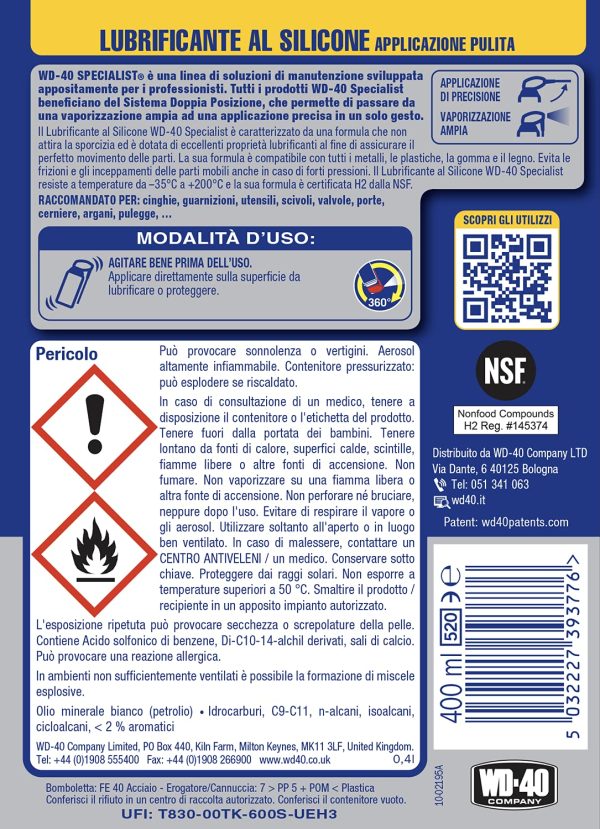 WD-40 Specialist - Lubrificante al Silicone Spray Applicazione Pulita con Sistema Doppia Posizione - 400 ml - immagine 7