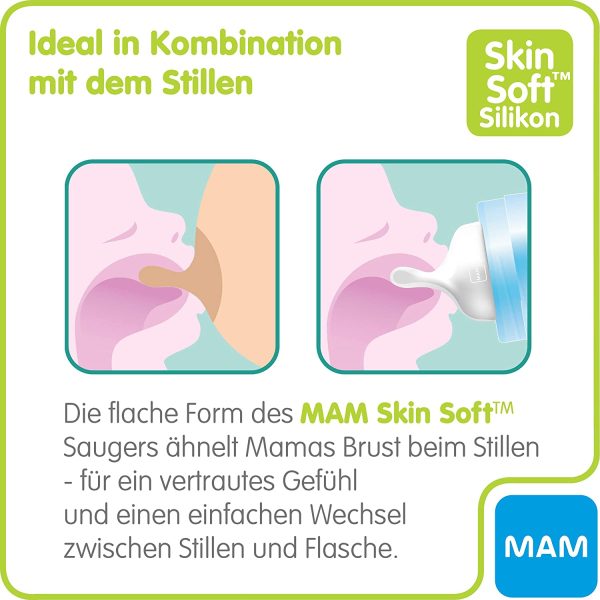 MAM Easy Start Set di 2 biberon anticoliche da 260 ml, con valvola a fondo, borraccia per bambini con tettarella taglia 1, dalla nascita, Istruzioni in lingua straniera