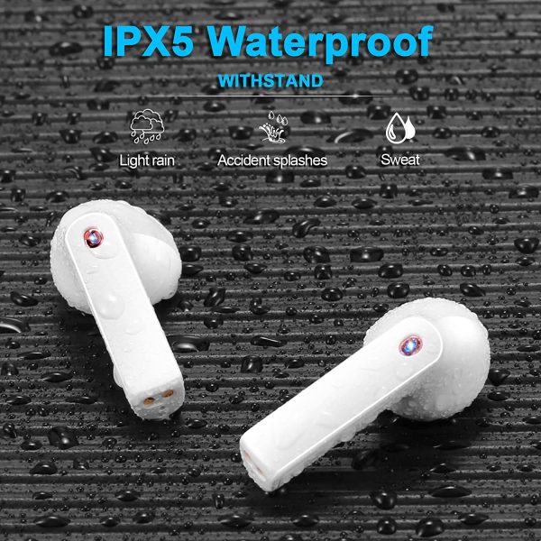 yobola Cuffie Bluetooth, Auricolari Bluetooth 5.1 con Stereo HiFi, Cuffie Wireless con Microfono, Cuffiette Bluetooth con Controllo Touch IPX5 Impermeabili per iPhone Samsung Huawei Xiaomi - immagine 2