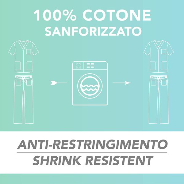 AIESI® Divisa Sanitaria Uomo Donna in Cotone 100% sanforizzato Pantaloni e Casacca Scollo a V - immagine 5