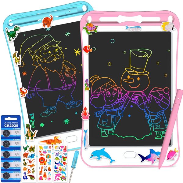 Tavoletta per Scrittura LCD, 2 Pezzi Tavoletta Grafica Bambini da 8 Pollici, Lavagnetta Cancellabile Bambini con Pulsante di Cancellazione Bloccabile, Regalo per Bambini - immagine 4