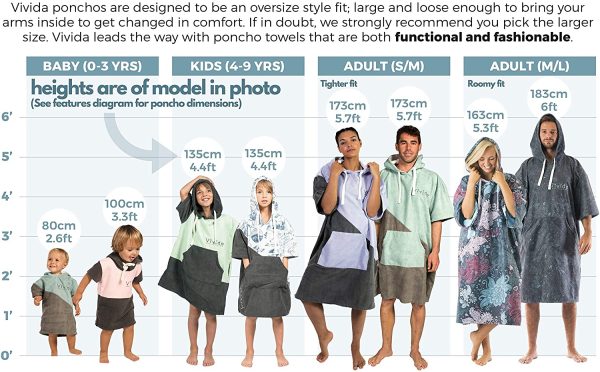 Vivida Lifestyle - Poncho con Cappuccio Stapato, Asciugamano per Cambiarsi con Microfibra Assorbente con Aperture Lateri, Tasca Larga con Zip per Spiaggia, Nuoto, Surf e Triatlona - immagine 3