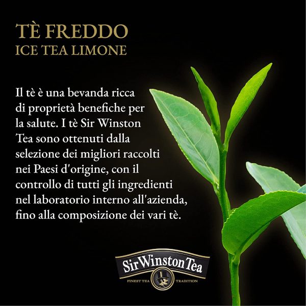 Sir Winston Tea, Tè Nero Freddo Ice Tea Limone, 54 Filtri (3 Confezioni da 18 Filtri), Gusto Agrumato, Ideale per le Giornate Estive, Certificato RFA, Senza Lattosio, Glutine e Allergeni - immagine 5