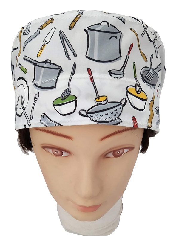 Cappello da cuoco da donna UTENSILI DA CUCINA per Capelli Lunghi Catering Con assorbente sulla fronte Regolabile a piacere senza nodi con tenditore