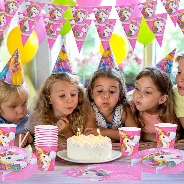 Amycute Unicorno Piatti Tovaglioli Tovaglia Bicchieri Banner - Serve 20 Ospiti, Stoviglie di Unicorno, Unicorno per Festa di Compleanno per Bambini Baby Shower - immagine 7