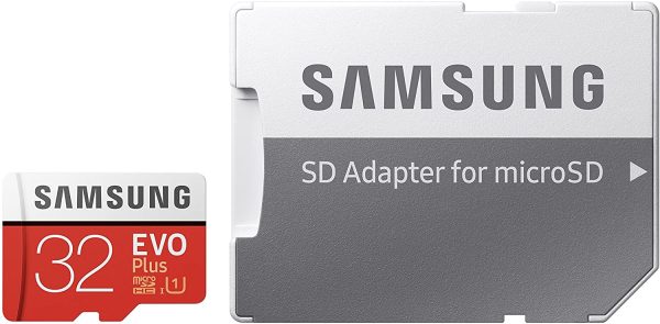 Samsung MB-MC32GA EVO Plus Scheda microSD da 32 GB, UHS-I U1, fino a 95 MB/s, con Adattatore SD, Rosso/Grigio