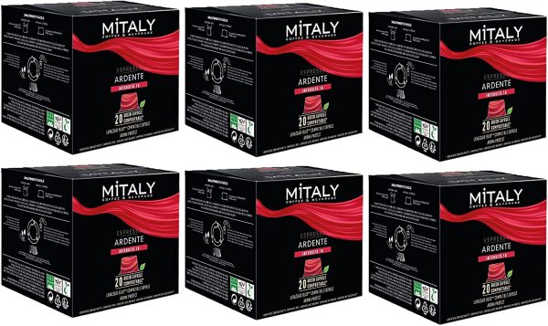 MITALY Espresso Aredente, 120 Capsule Compostabili, 6 Box da 20 Capsule Compatibili Lavazza BLUE?*, Capsule caff?? 100% Compostabili, Eco-Friendly, Con Caff?? Arabica di Alta Qualit?? - immagine 3