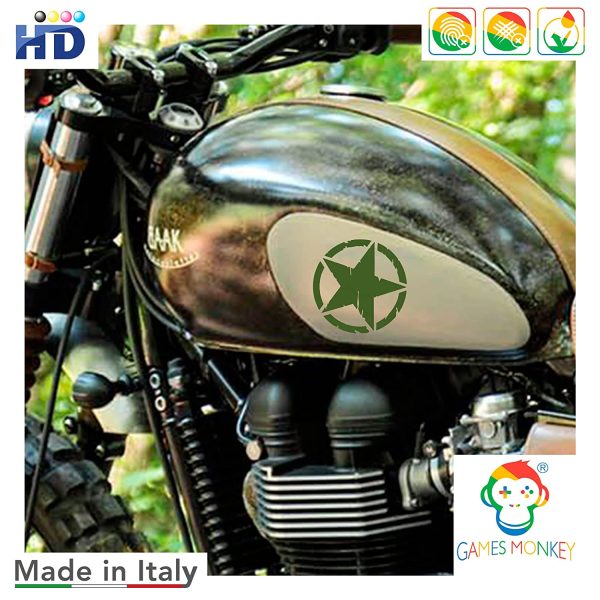 Adesivo Stella Militare Distrutto US Army - Confezione Kit Forme - 2 Pezzi - 4x4 Off Road Auto Moto - Varie Dimensioni 5 10 15 20 25 30 cm - Made in Italy (5 Cm, Arancione) - immagine 6