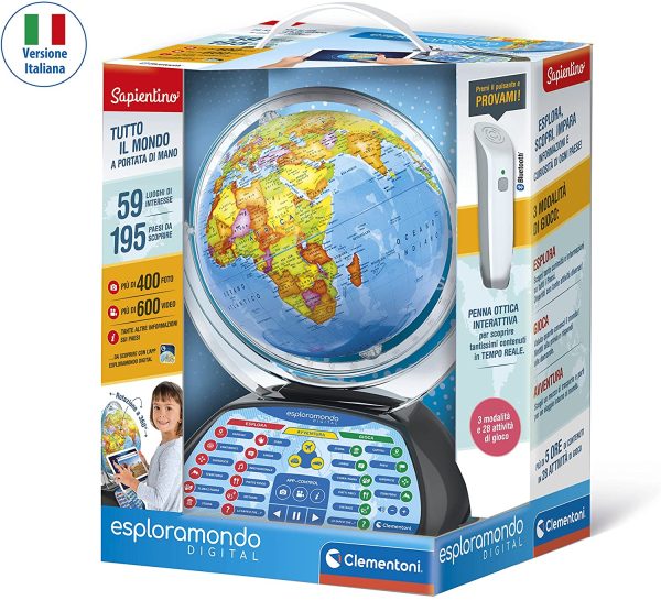 Clementoni 12097, Sapientino, Esploramondo Digital, Globo Educativo Interattivo, Mappamondo per Bambini con Penna Interattiva, Gioco Educativo 7 anni+, (Versione in Italiano) - immagine 4