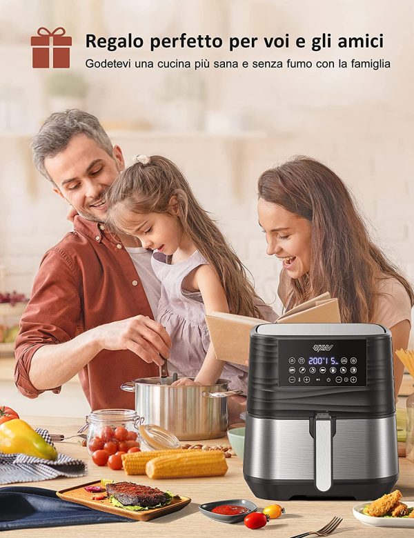 5,5 Litri Friggitrice ad Aria Calda, Air Fryer con 11 Programmi, Preriscaldamento, Display Digitale, Tempo Temperatura Regolabili, senza PFOA&BPA, Ricette, 1700W - immagine 5