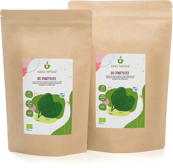 Spinaci bio in polvere (250g), spinaci macinati, 100% naturali, macinati delicatamente, senza additivi, vegani - immagine 3