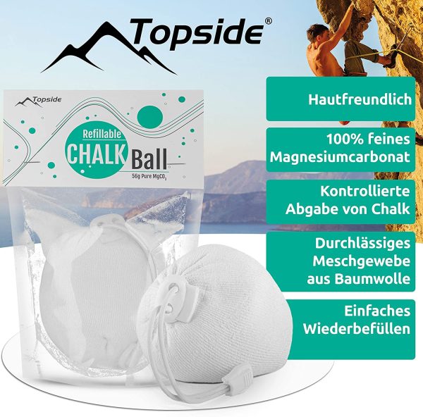 TOPSIDE Chalk Ball Palla di Gesso Ricaricabile 1 Palla di Gesso da 56 gr Ricarica Bouldering - immagine 2