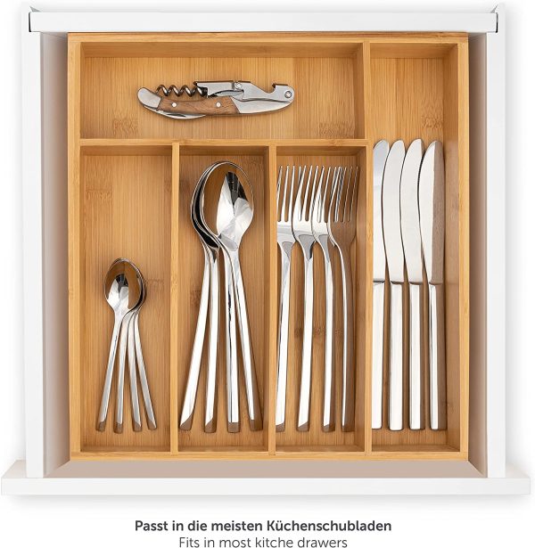 Blumtal Portaposate da Cassetto, Porta Posate Cucina Bambù Naturale, Adatto ai Cassetti della Cucina IKEA, Misura Fissa Small (27x30cm) - immagine 2