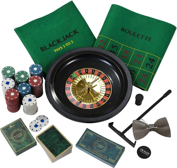 Talking Tables Kit, Noche Juegos, Póquer & Blackjack & Ruleta para adultos, después Cena Fiestas, Fiesta de Casino, Navidad, cumpleaños, Regalo, Plastica, Verde - immagine 5