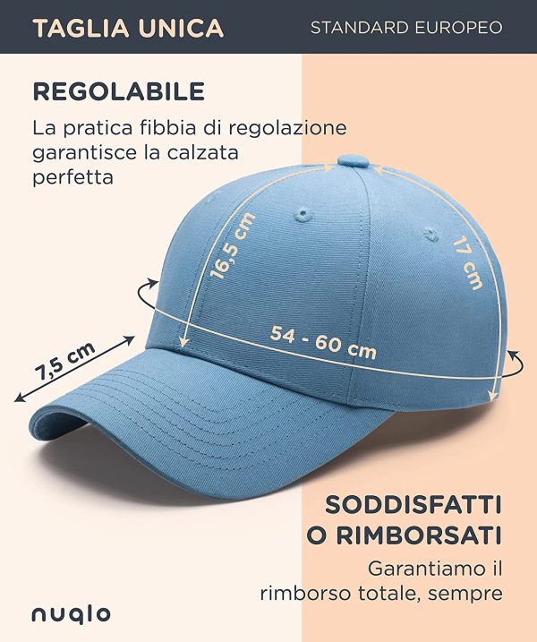 Cappellino Uomo Donna con Visiera | No Logo | Cappello Berretto Idea Regalo | Baseball - Tennis - Casual | Senza Poliestere | Taglia Unica | 100% Cotone