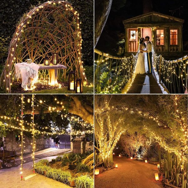 Luci Solari Esterno Catena Luminosa - 2 Pezzi 28M 280LED Lucine Giardino (Grande Pannello Solare) 8 Modalit?? Impermeabili Filo di Rame Luci Lucine per Festa Patio Cancello Matrimonio Natale