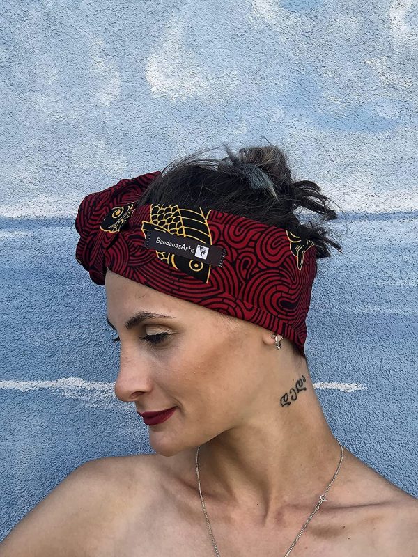 BandanasArte fascia turbante con ferretto modellabile 105x10cm,100% cotone WAX - immagine 2