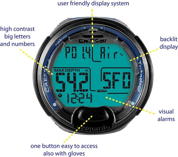 Cressi Leonardo Diving Computer Computer Subacqueo Aria/Nitrox, Modalita Profondimetro, Misura Unica, Unisex Adulto - immagine 6