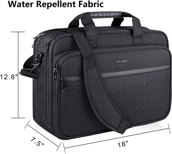 18" Borsa del Portatile Cartella per Laptop Adatto per Laptop Fino a 17,3 Pollici Borsa a Tracolla Espandibile Borsa per Computer con Tasche RFID per Viaggi/Affari/Scuola/Uomini/Donne-Nero