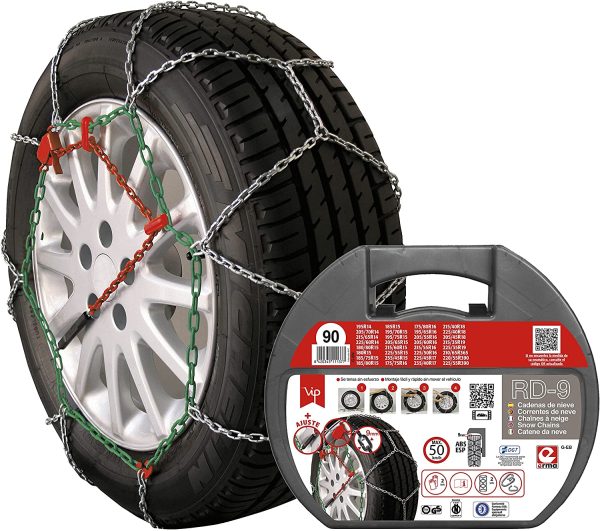 RD9 - Catene da Neve Metalliche mm, Taglia No 90, Set 2 pz, Guanti Inclusi