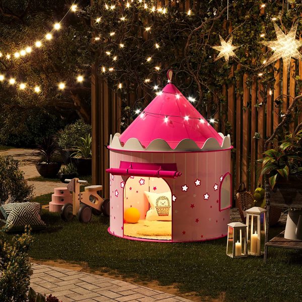 SONGMICS Tenda da Gioco Castello da Principessa per Ragazze e Bambini, Casetta dei Giochi per Interni ed Esterni, Tenda Portatile, Regalo per Bambini, Certificato EN71, Rosa LPT01PK - immagine 6